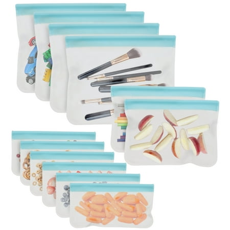 Cuisinart Reusable BPA-Free Silicone Food Storage Bags, 12pk, Turquoise, Small, Medium, & Large