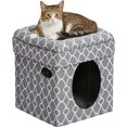 thumbnail image 1 of Cat Cube | Cat House / Cat Condo in Fashionable Mushroom Diamond Print | 15.5L x 15.5W x 16.5H Inches, 1 of 7
