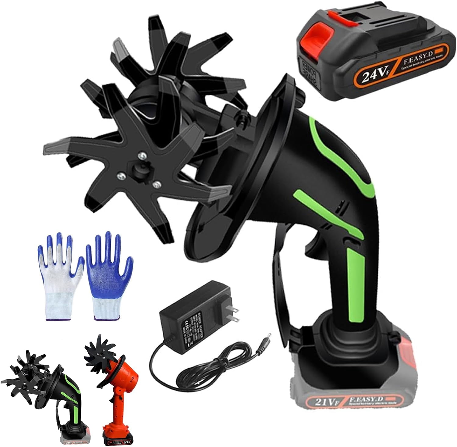 2-in-1 Cordless Tiller & Cultivator with Extension Pole, Battery Powered Handheld Garden Tiller, Electric Mini Rototiller, Rechargeable Soil Cultivator for Lawn, Vegetable Garden, Greenhouse