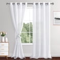 thumbnail image 2 of XWZO White Sheer Curtains 120 Inch for Patio/Sliding Glass Door/courtyard,Extra Long Curtains 2 Panels Set with Tiebacks, Grommet Semi Transparent Light Filtering Window Drapes for Bedroom,W52 x L120, 2 of 9