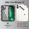 thumbnail image 2 of Compatible with iPhone 13 Case, Cute Curly Wave Frame Shape with Plating Edge, Camera Lens Cover & Soft TPU Silicone Heavy Duty Shockproof Protection Clear Phone case for iPhone 13, Black, 2 of 16
