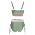 thumbnail image 5 of Siilsaa Women High Waisted Bikini Sets Tummy Control Swimsuits Color Block Two Piece Drawstring Bathing Suit Green,M, 5 of 5