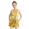 thumbnail image 2 of TiaoBug Kids Girls Sequins Sleeveless Ballet Dance Leotard Halter Jazz Romper Ballroom Dancewear Gold 8, 2 of 7