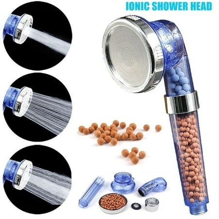 3-Settings Anion Spa Shower Head Alkaline Handheld Nozzle for Bathroom High-Pressure Water