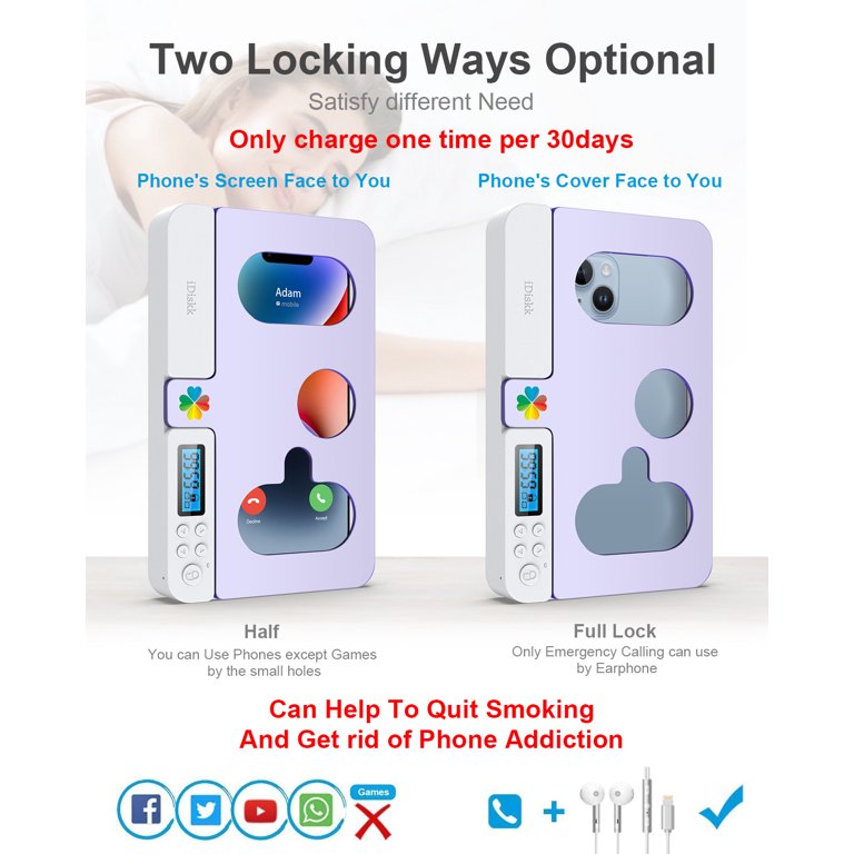 iDiskk Timer Phone Locker ホワイト iDiskk Phone Jail, Timer Lock Box for Android/iPhone (Max 6.7 inch