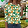 thumbnail image 5 of UngA St Patrick's Day Shirt Women Green Shamrock Irish Shirts 3/4 Length Sleeve Print Tops Funny Graphic Tshirts,Size L, 5 of 8
