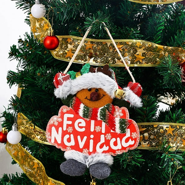 pstuiky Adorno navideño: Papá Noel, muñeco de nieve y ciervo. Colgante pequeño para centro comercial, hotel o árbol de Navidad.