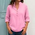 thumbnail image 2 of Chbgutlmr Womens Shirts Fall Lightweight V Neck Button Casual Basic Tops Long Sleeve Loose Plain Blouses, 2 of 6
