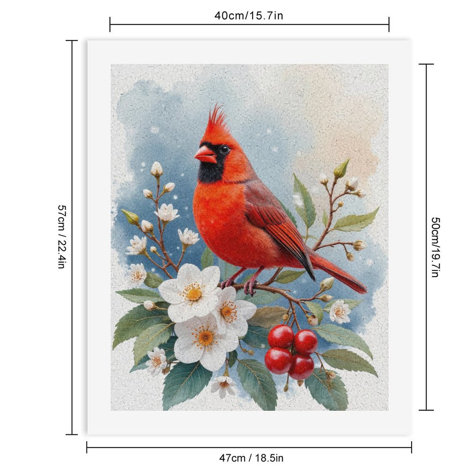 Paint By Numbers Kit for Adults Beginner - Red Bird Blooming Branch Art DIY Canvas Painting Kits for Adults, Frameless Paint By Number for Adults for Home Wall Decor 16x20 Inch