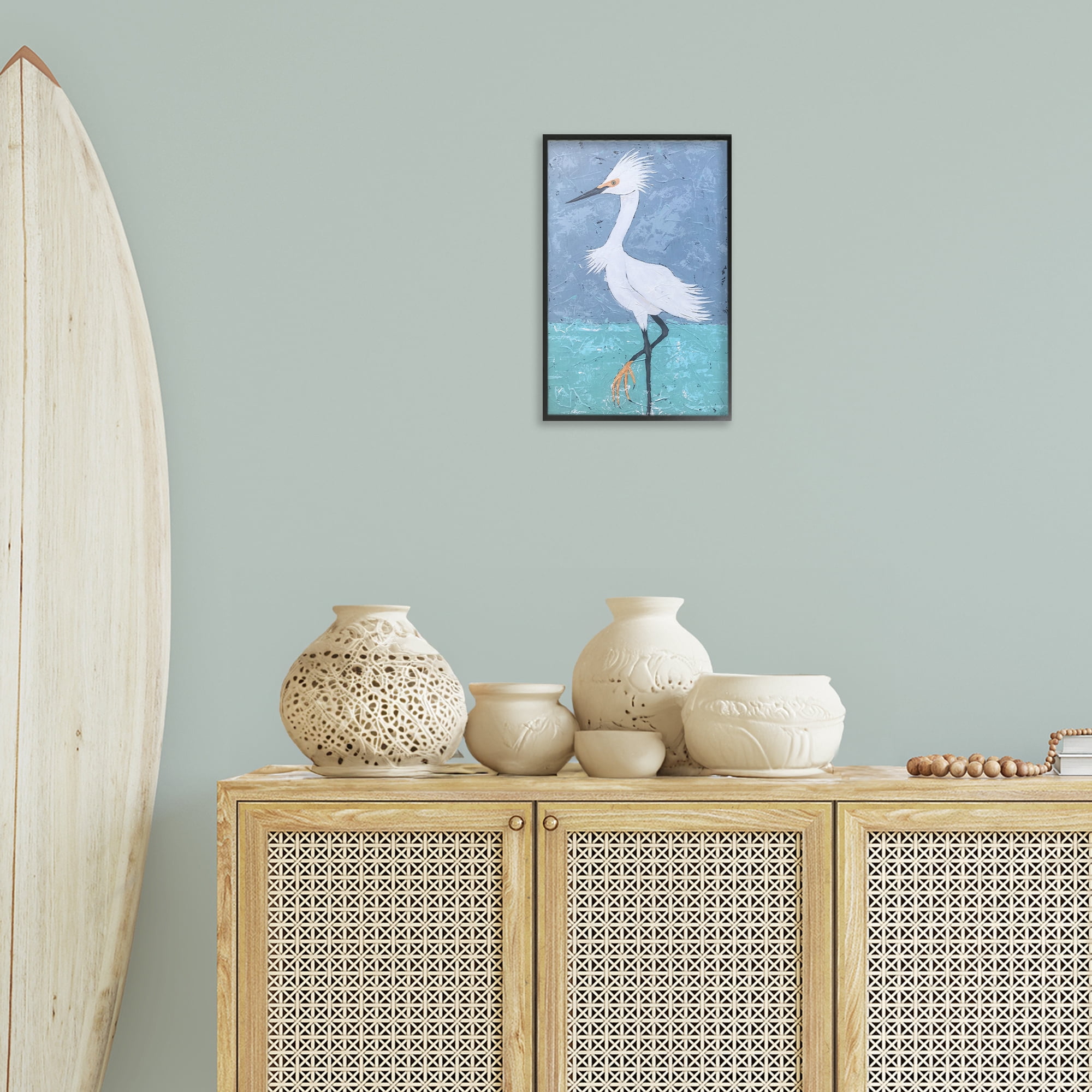 Stupell Industries Sea Bird Stepping Animals & Insects Painting Black Framed Art Print Wall Art, 12 x 18