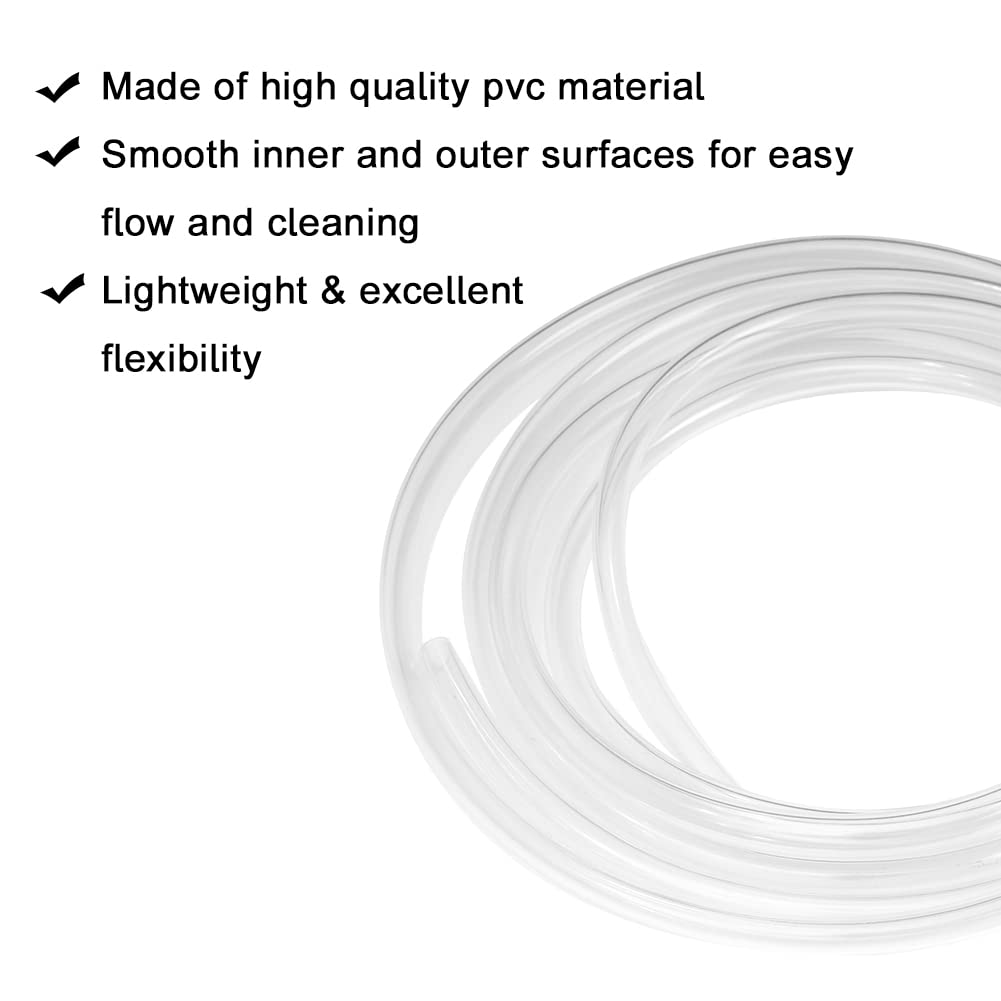 MKEUDQ-3/16" ID PVC Vinyl Tubing, 3/16" ID x 5/16" OD Flexible Clear Plastic Tubing Industrial Grade Lightweight Hybrid PVC Hose Tube BPA Free Air Hose Line, 25FT