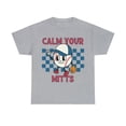 thumbnail image 3 of Retro Calm Your Mitts Baseball Shirt Women's Vintage Unisex Graphic Tee Sport Grey Medium, 3 of 5