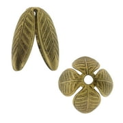 Nunn Design Bead Caps, Grande Leaf 14mm, 2 Pieces, Antiqued Gold
