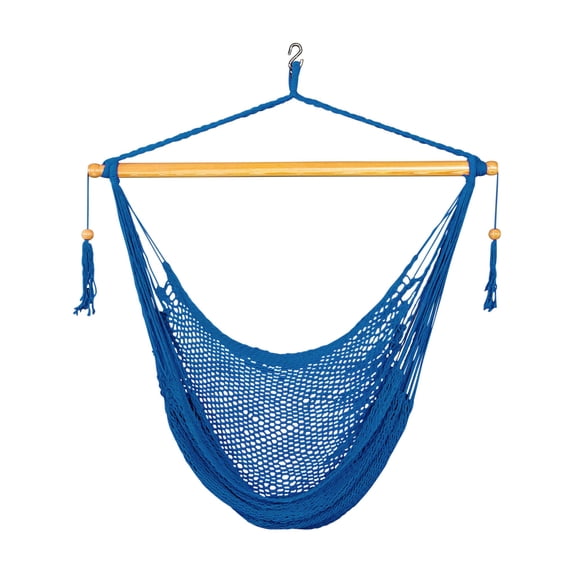 Bliss Hammocks Tahiti Rope Hammock Chair with Spreader Bar and Hardware, Blue