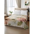 thumbnail image 2 of Farmhouse Pink Floral Full Size Flat Sheet, Wrinkleproof & Fadeproof Cooling Flat Bed Sheet Only, Spring Vintage Botanical Flowers Breathable Soft Bedding Top Sheets 81 x 96 Inches, 2 of 8