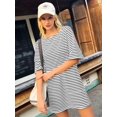 thumbnail image 4 of Vestido Yousify de algodón de manga corta a rayas blancas y negras, 4 of 6