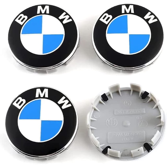 Tapas centrales de 4 piezas compatibles con accesorios de coche ABS de centro de rueda BMW de 68 mm, color azul