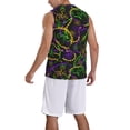 thumbnail image 5 of Gaeub Neon Mardi Gras Men's Mesh Basketball Jersey, Quick-Drying Sleeveless Top S-4XL, Loose Muscle Tank Top -Large, 5 of 9
