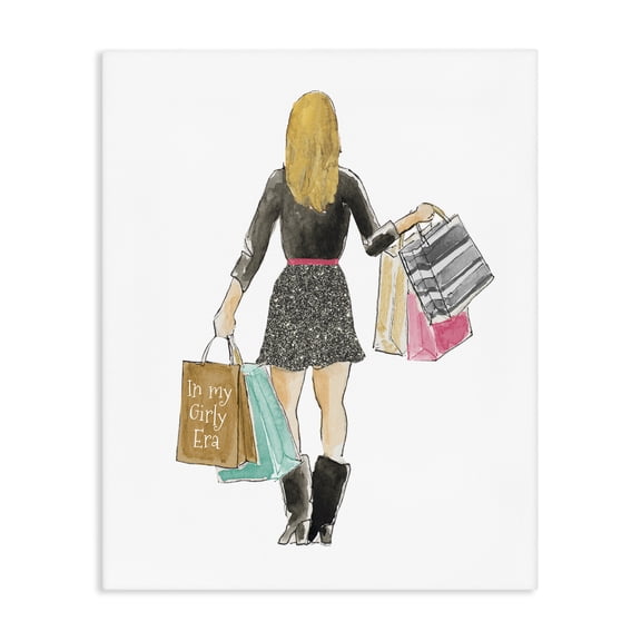 Stupell Industries Girl With Shopping Bags Canvas Wall Art, design by Lanie Loreth