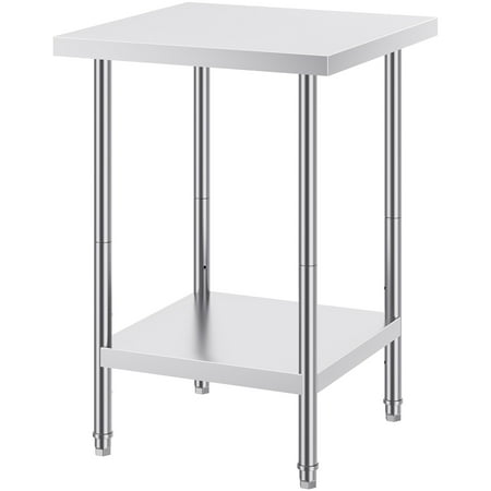 

SKYSHALO Metal Prep Station 24x24x34 Inches Supports Up to 700 lbs Durable Stainless Steel Table with 3 Height Settings Ideal for Kitchen Garage or Commercial Spaces