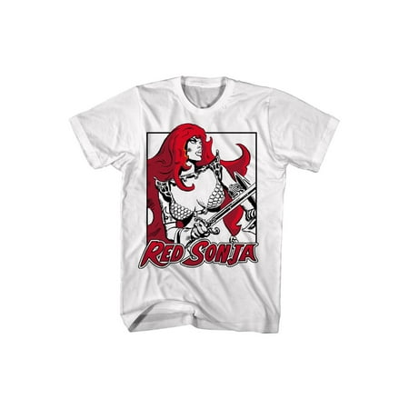 Red Sonja Sword and Shield Ready for Battle Adult T-Shirt