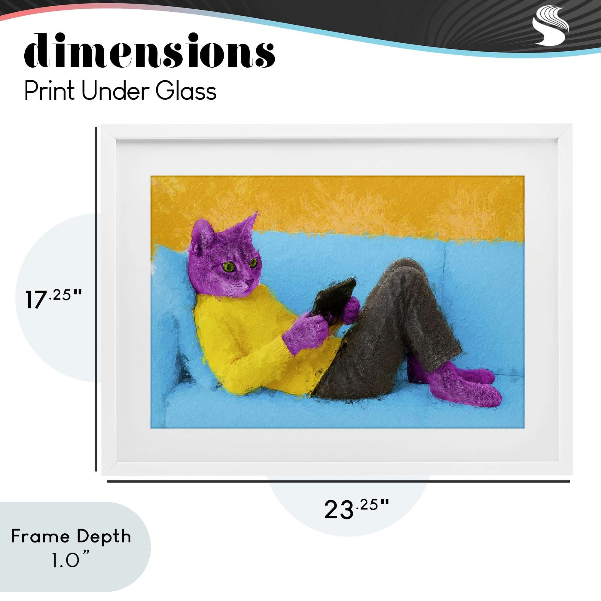 Stupell Industries Vibrant Cat Playing Game White Framed Print Under Glass, design by Sean Parnell