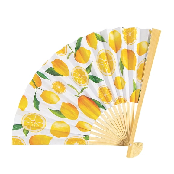 Lemon Printed Folding Hand Fans, Birthday, Party Supplies, 12 Pieces