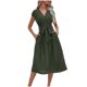 thumbnail image 2 of Puntoco Vestido Simple De Verano Con Cordones En La Cintura Y Manga Voladora, Vestido Largo De Manga Corta Con Cuello Redondo, Verde Militar M,Regalos Para Mujer Joven, 2 of 9