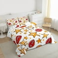 thumbnail image 3 of Manfei Cartoon Rugby Football Queen Comforter Set, Gold Graffiti Stars Print Bedding Sets, Teens Kids Boys Girls Reversible Bedding Comforter Set, Lightweight Room Decor, 3-Piece, 3 of 8