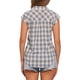 thumbnail image 3 of CAMISA DE BOTONES DE CUADROS CON CUELLO PUNTO Y MANGAS CORTAS PARA MUJERES CHIC INSPIRE L GRIS AZUL, 3 of 6