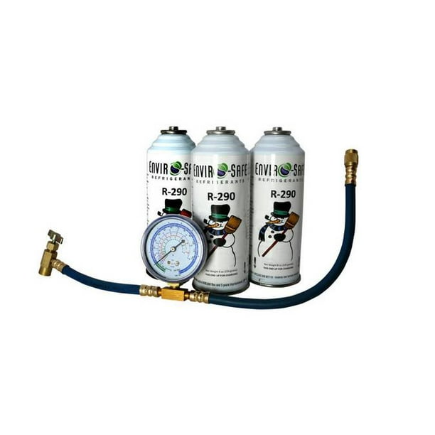 290 R290 Enviro Safe R 290 Refrigerant 3 Cans Gauge Kit 8006 R22 R 22 Walmart Com