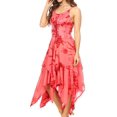 thumbnail image 3 of Sakkas Annabella Corset Bodice Handkerchief Hem Dress - Coral / Red - One Size, 3 of 5
