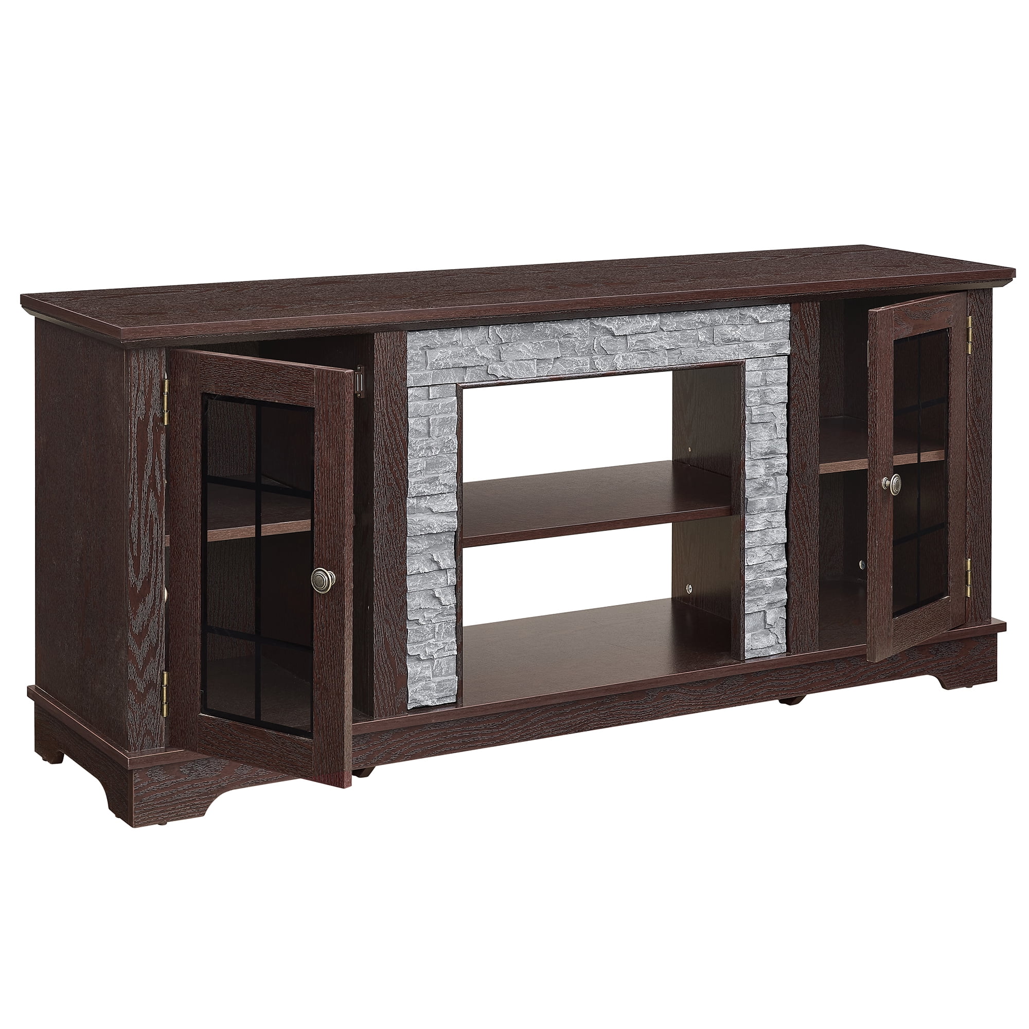 HIUU Farmhouse TV Stand with Storage,Modern TV Consoles for Living Room,Entertainment Stand,Faux Stone Entertainment Center for 65 Inch TVs(Cherry)