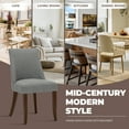 thumbnail image 5 of Dining Chairs - Mid Century Modern Farmhouse Fabric Upholstered with Back and Wood Legs for Dining Room and Restaurant, Set of 2,Lightgrey, 5 of 7