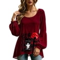thumbnail image 2 of Sheghy Halloween Costumes for Women Dressy Tops for Women Crew Neck A-Line Button Front for Summer Wine M, 2 of 7