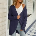 thumbnail image 6 of Women's Sweaters And Cardigans Pink Summer Long Sleeved V-neck Solid Color Knitted Cardigan Sweater Jacket, 6 of 9