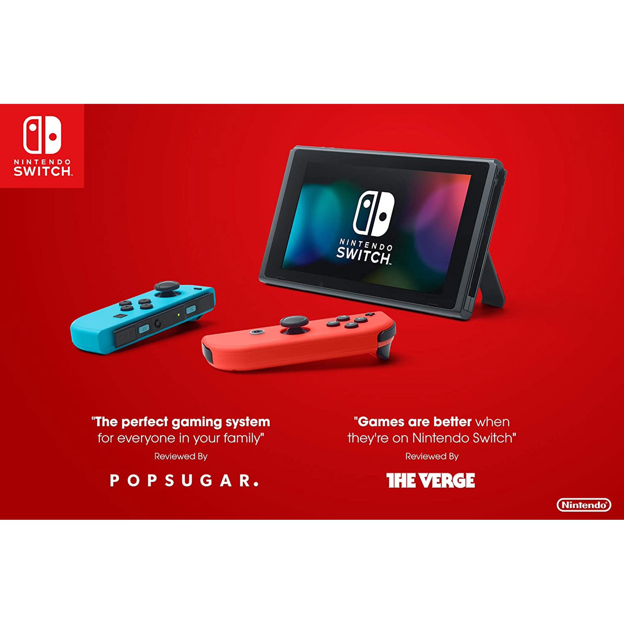 Nintendo Switch 3 items Bundle:Nintendo Switch 32GB Console Neon Red and  Blue Joy-con,64GB Micro SD Memory Card and Super Mario Odyssey Game Disc 