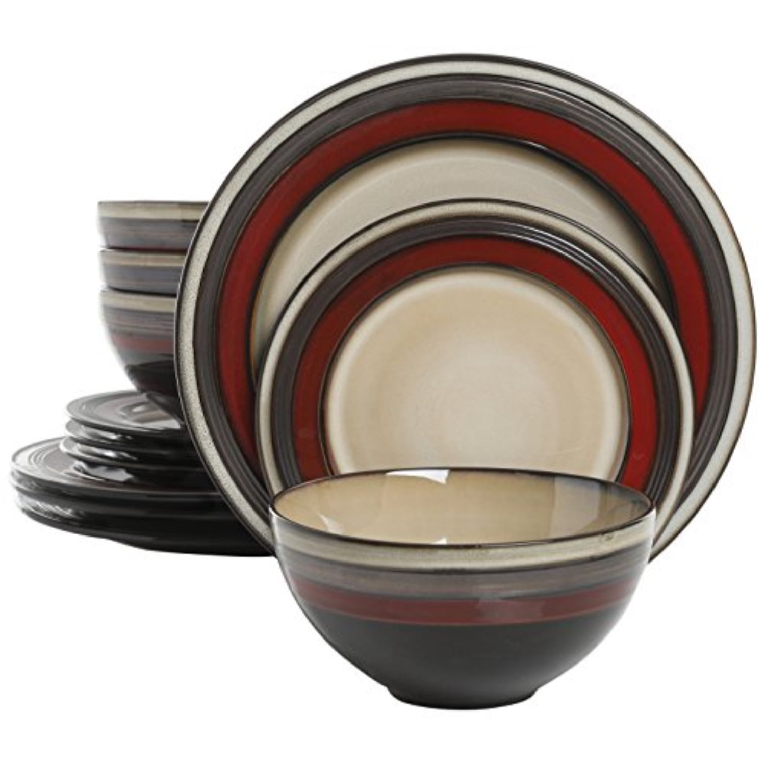 Gibson Elite Everston 12 Piece Dinnerware Set, Red - Walmart.com