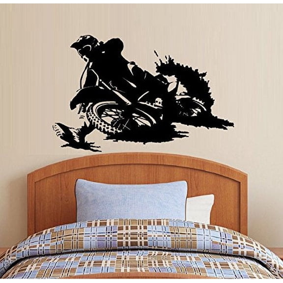 Decal ~ Motocross, Dirt Bike ~ Children Boys room #2 Wall Decal  20" x 27"