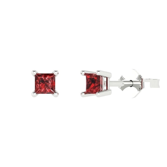 Clara Pucci 0.5Ct Natural Garnet Princess Cut VVS1 Push Back Stud 18k Solid hypoallergenic Gold Designer Earrings For January