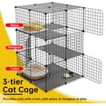 thumbnail image 2 of 3-Tier  Cage Indoor Enclosure  Playpen Detachable Metal Wire Kennel Large Exercise Place for 1-2 Cats Black, 2 of 7