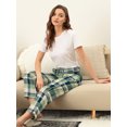 thumbnail image 2 of Pantalones A Cuadros Para Mujer, Ropa De Dormir Con Bolsillos, Cordón De Pierna Ancha, Pantalones De Salón Palazzo Verde S, 2 of 6