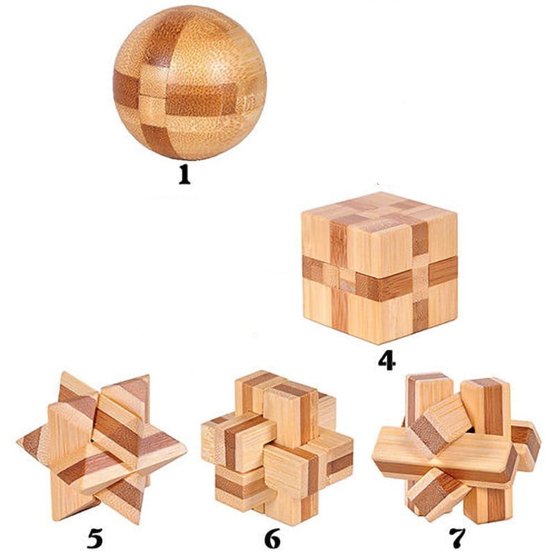 Snake Cube Wooden Kong Ming Lock Brain Teaser Puzzle Office Desk Toy Gift _A 