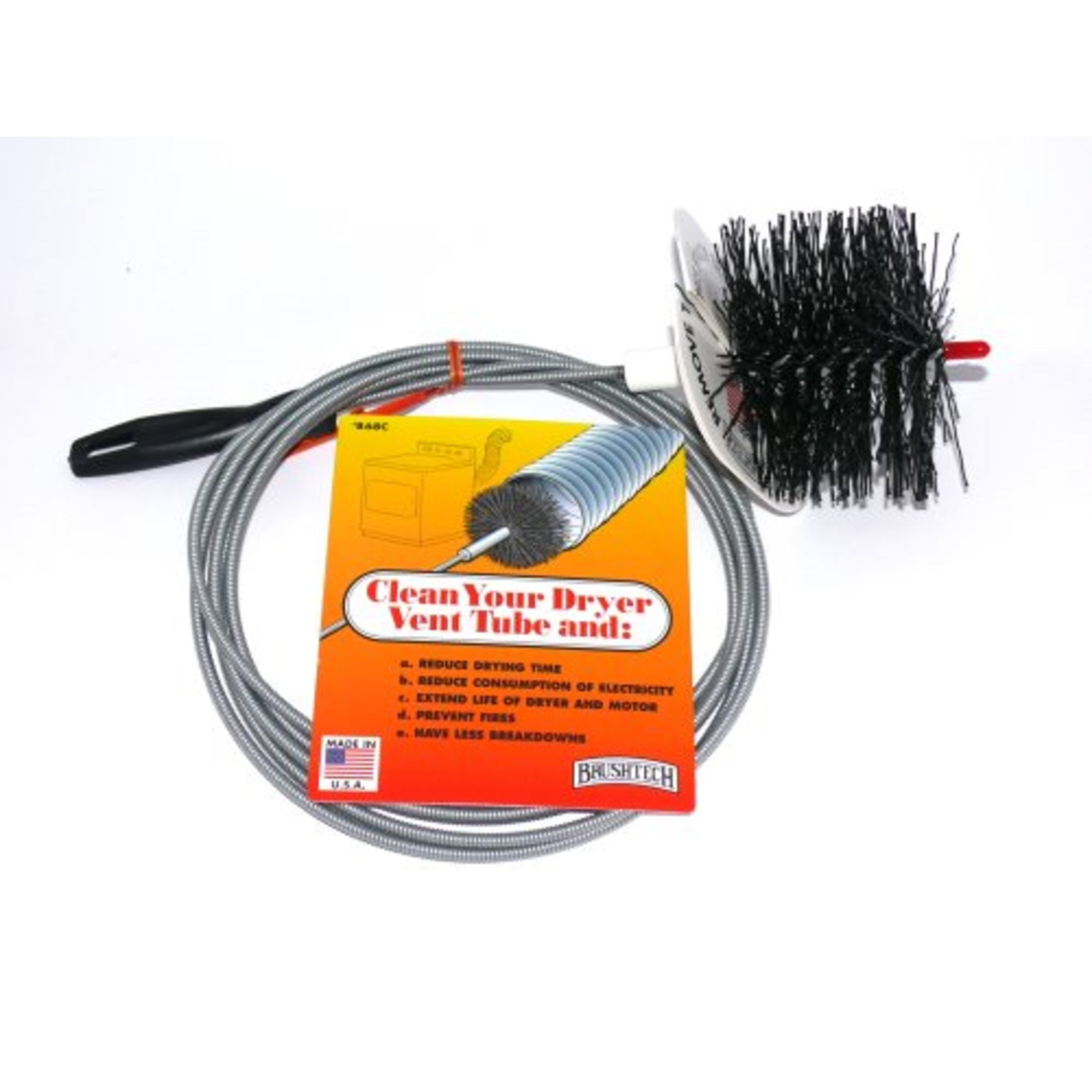 Brushtech Dryer Vent Cleaning Brush - 10-Foot Flexible Duct Cleaning Tool with Non-Kinking Spring for Lint Removal, Improved Airflow, Safer Dryers - Made in the USA, House Maintenance Supplies