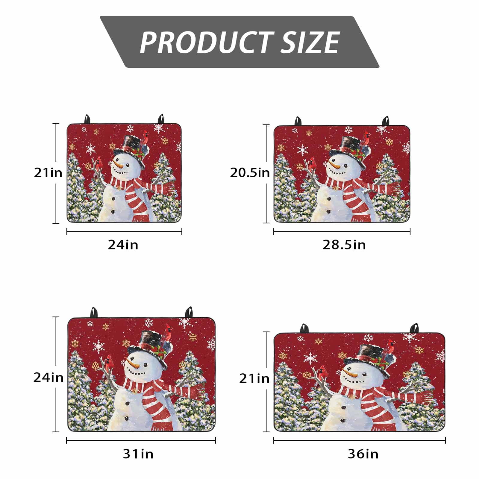 Red Snowman Stove Top Cover for Electric Stove, Heat-proof & Non Slip Glass Top Stove Cover Protector, Christmas Tree Snowflake Winter Holiday Kitchen Flat Cooktop Rubber Mat 24x21 Inches