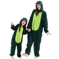 thumbnail image 3 of Pajamas for Famliy Animal Themed Onesie Sleepwear with Zipper Fuzzy Warm Winter Pjs Cozy Loungewear (G-Dark Green Dinosaur for Adult), 3 of 8