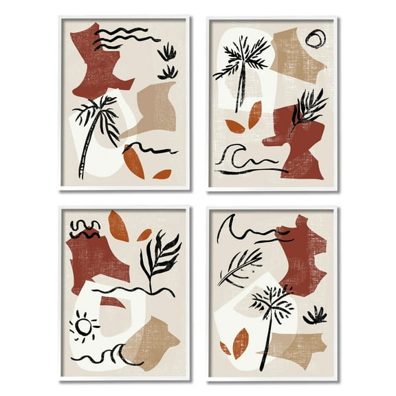 Stupell Industries Abstract Tropical Boho Shapes & Botanicals Neutral Tones Framed Wall Art, 16 x 20, Design by Melissa Wang