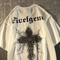 thumbnail image 3 of Tops de gran tamaño para mujer, camiseta sencilla retro de hip hop de manga corta cruzada, camisetas holgadas para hombre, ropa holgada de verano, camiseta Y2k, 3 of 4