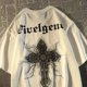 thumbnail image 4 of Tops de gran tamaño para mujer, camiseta sencilla retro de hip hop de manga corta cruzada, camisetas holgadas para hombre, ropa holgada de verano, camiseta Y2k, 4 of 5