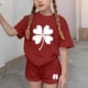 thumbnail image 3 of Vestido de manga corta para niños Día de San Patricio impreso conjunto de dos piezas niñas casual cuello redondo blusa y pantalones cortos, 3 of 6